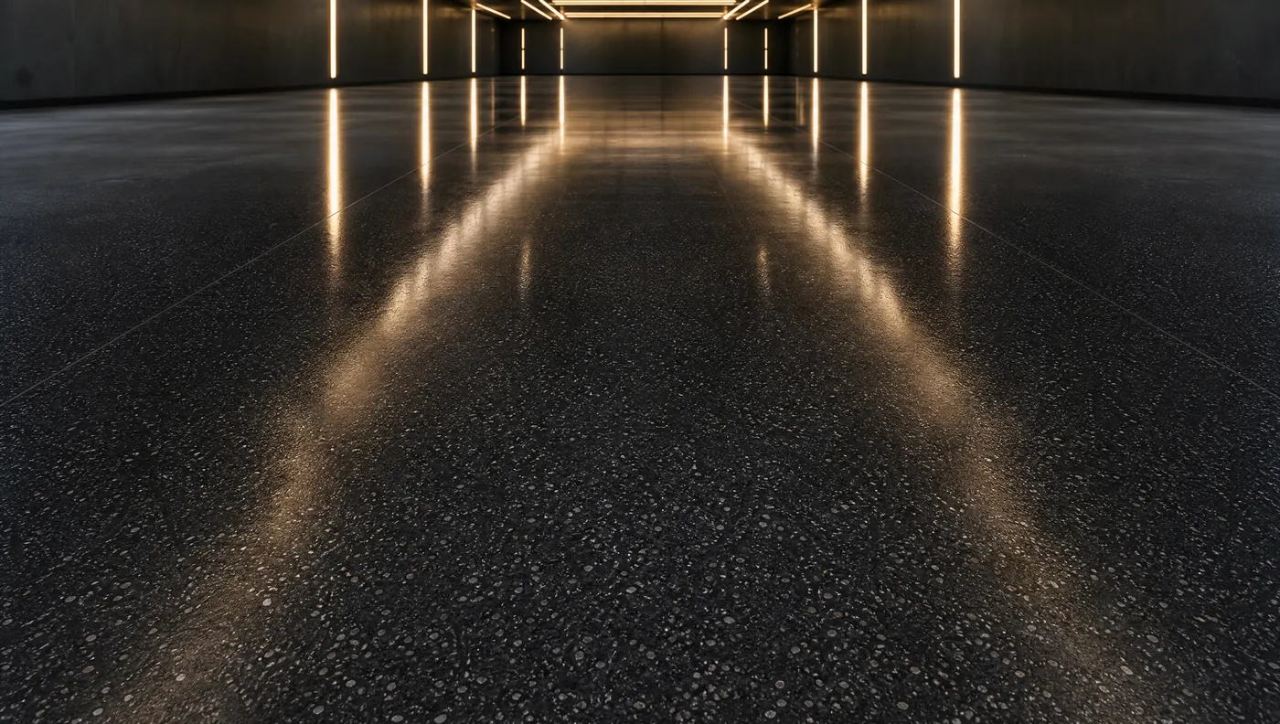 The bay floor reflecting the lights